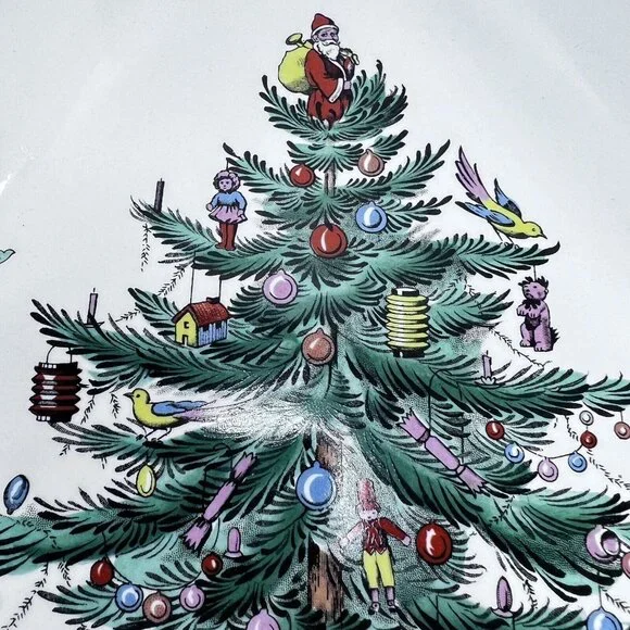 Spode Christmas Tree Triangular Candy Serving Dish Triangle Plate England Green - Picture 2 of 9